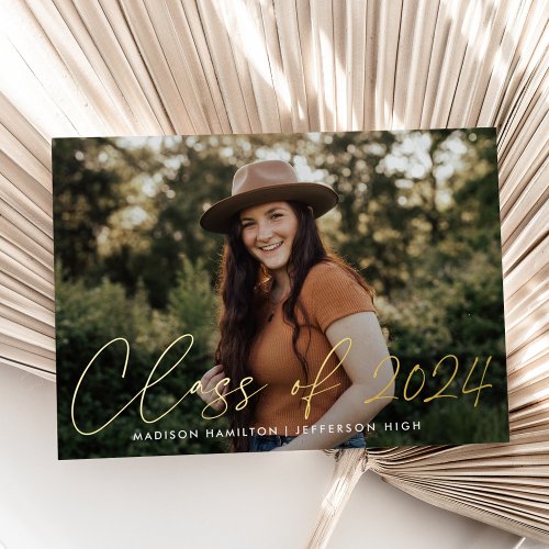 Gold Class of 2024 Photo Graduation Announcement