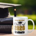 Gold Class of 2026 Graduation Keepsake Coffee Mug<br><div class="desc">Customize your own gold and black high school Class of 2026 graduate keepsake mug for a graduation party. Cool varsity letters for the year on a great custom commemorative gift for seniors. Classic keepsake with your student photograph.</div>