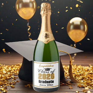 Gold Class of 2026 Graduation Party Custom Sparkling Wine Label