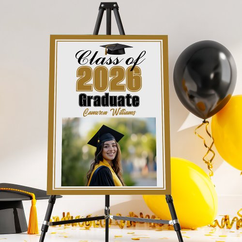 Gold Class of 2026 Photo Custom Graduation Party