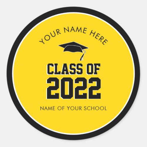 Gold Class of High School Graduation Custom Classic Round Sticker