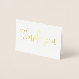 Gold classic calligraphy script wedding thank you foil card
