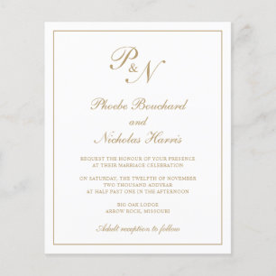 Gold Classic Elegant Budget Wedding Invitation