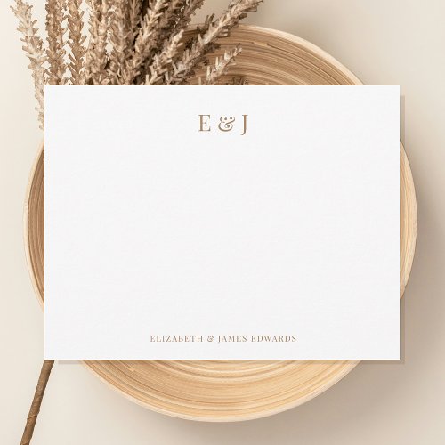 Gold Classic Elegant Couple Initials Personalized Note Card