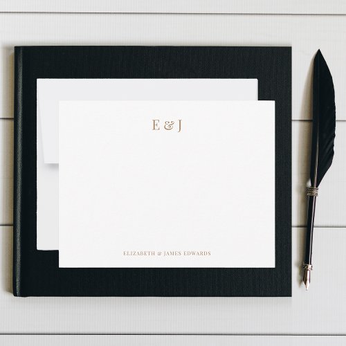 Gold Classic Elegant Couple Initials Personalized Note Card