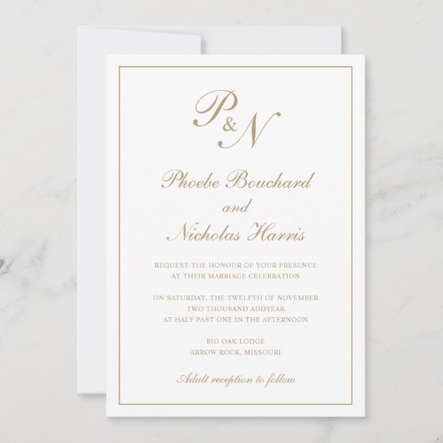 Gold Classic Elegant Wedding Invitation (Front)