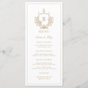 Gold Classic Luxe Crest Monogram Wedding Menu