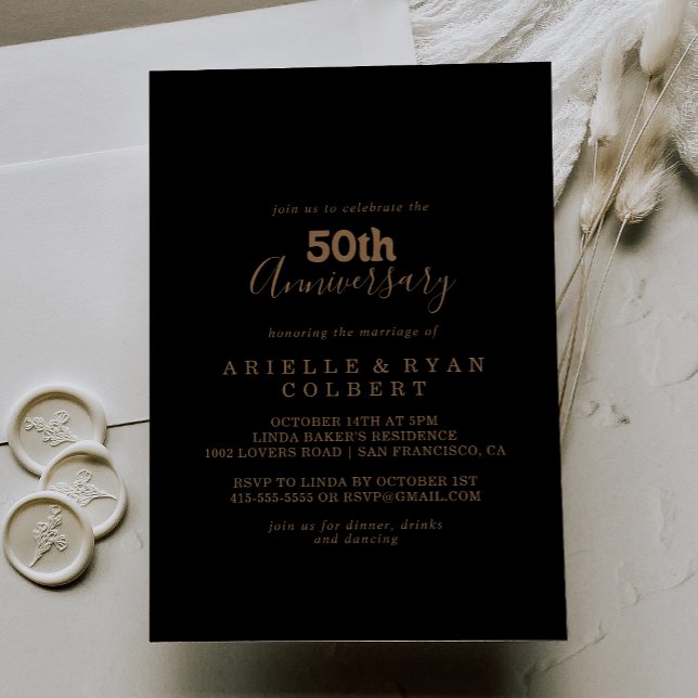 Gold Classic Minimal 50th Wedding Anniversary Invitation (Creator Uploaded)