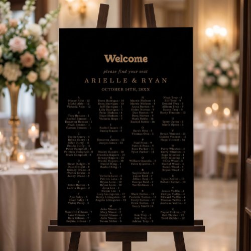 Gold Classic Minimal Alphabetical Seating Chart