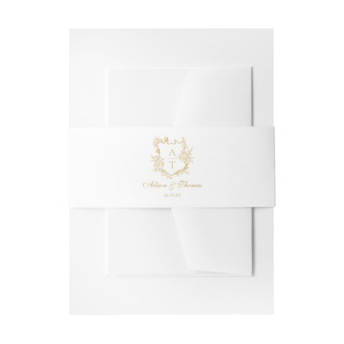 Gold Classic Monogram Crest Wedding Invitation Belly Band
