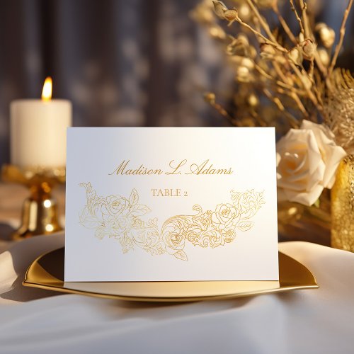 Gold Classic Ornament Foldable Name Card