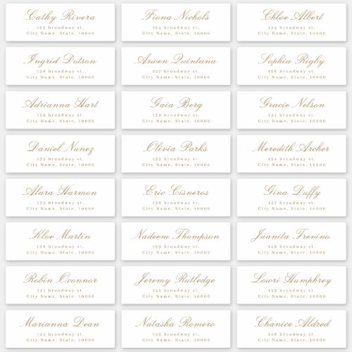 Gold Classic script wedding guest address label
