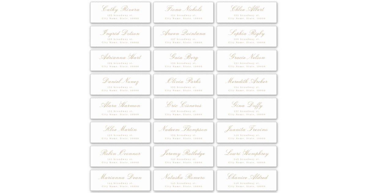 Gold Classic script wedding guest address label Zazzle