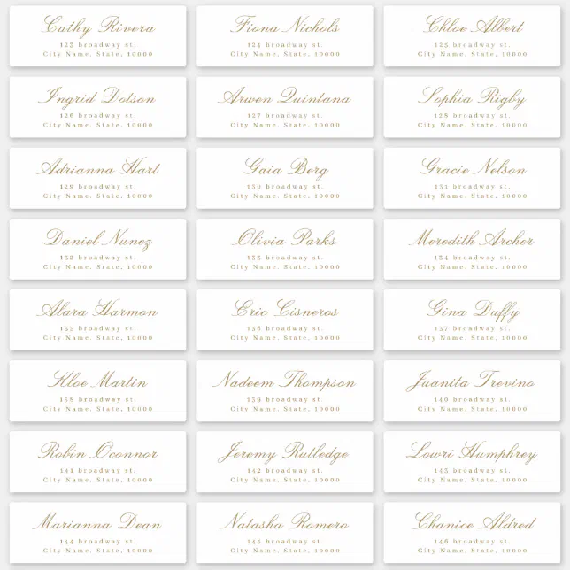 Gold Classic script wedding guest address label | Zazzle