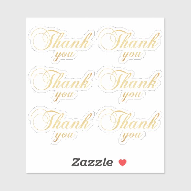 Gold classic thank you. Elegant typography wedding Sticker (Sheet)