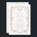 Gold Classic Victorian French Floral Wedding Invitation<br><div class="desc">Elegant gold Victorian French floral wedding invitation with a floral crest and monograms on the back.
For more advanced customization of this design,  please click the DESIGN TOOL BUTTON above!</div>