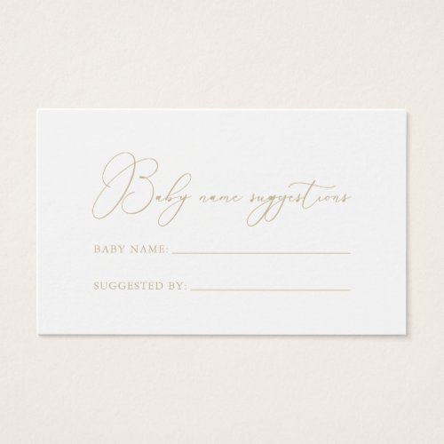 Gold Classy Chic Baby Name Suggestions Card