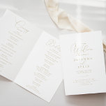 Gold Classy Chic Minimalist Folded Wedding  Program<br><div class="desc">This gold classy chic minimalist folded wedding program is perfect for a rustic wedding. The simple and elegant design features classic and fancy script typography in gold. 

Include a quote or short message,  order of service,  wedding party and thank you message.</div>