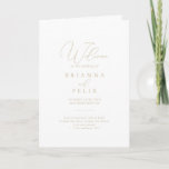 Gold Classy Chic Minimalist Folded Wedding  Program<br><div class="desc">This gold classy chic minimalist folded wedding program is perfect for a rustic wedding. The simple and elegant design features classic and fancy script typography in gold. 

Include a quote or short message,  order of service,  wedding party and thank you message.</div>
