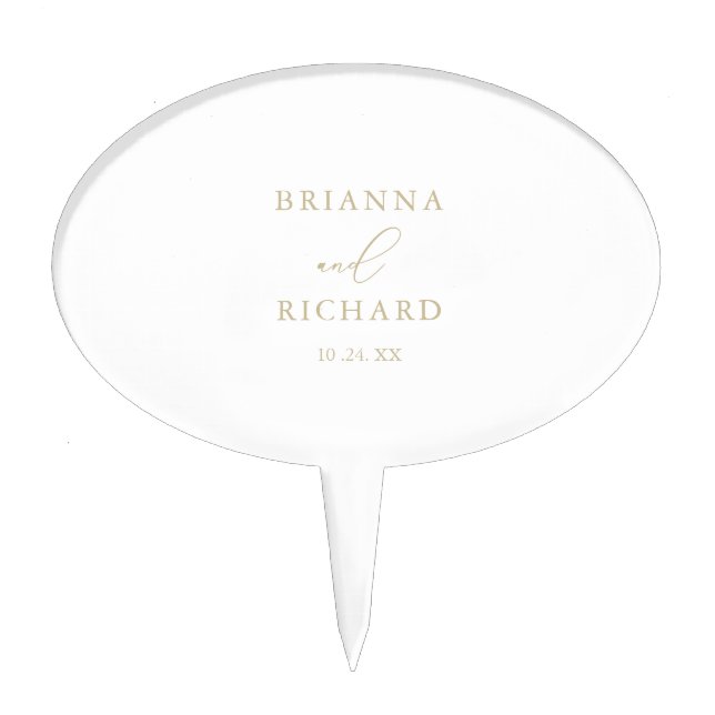 Gold Classy Chic Minimalist Wedding Cake Topper (Front)