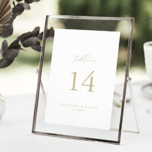 Gold Classy Chic Minimalist Wedding Table Number