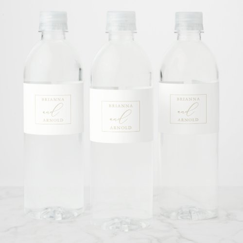 Gold Classy Chic Minimalist Wedding  Water Bottle Label