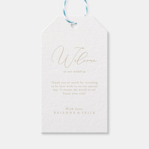 Gold Classy Chic Minimalist Wedding Welcome  Gift Tags