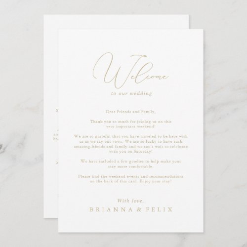 Gold Classy Chic Minimalist Wedding Welcome Letter