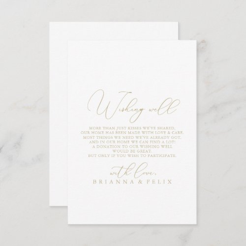 Gold Classy Chic Minimalist Wedding Wishing Well   Enclosure Card