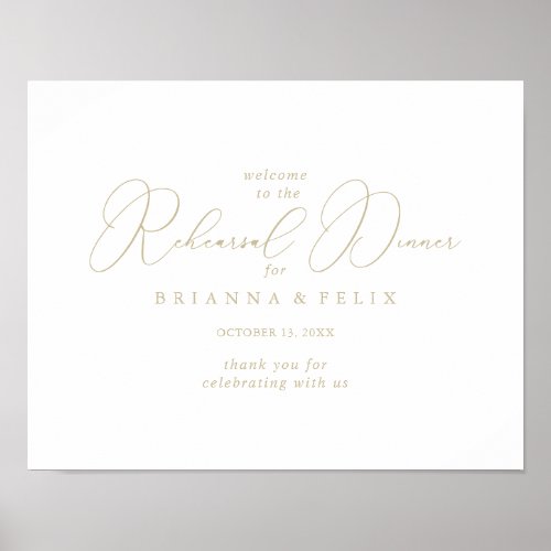 Gold Classy Chic Rehearsal Dinner Welcome   Poster