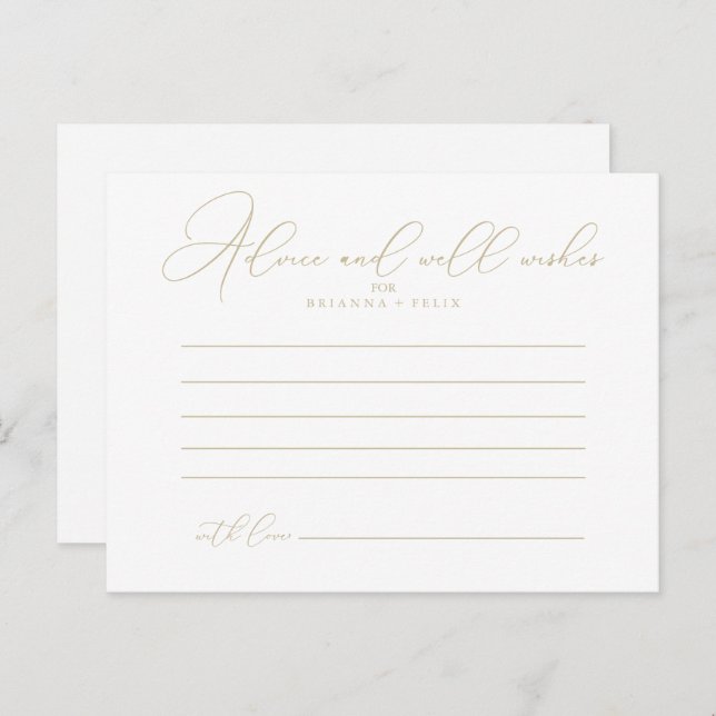 Gold Classy Chic Wedding Advice Card (Front/Back)