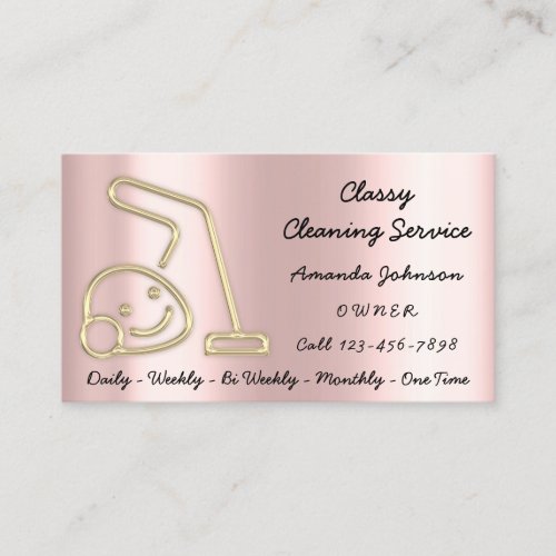 Gold Classy Cleaning Services Maid Vacuum Cleaner Business Card