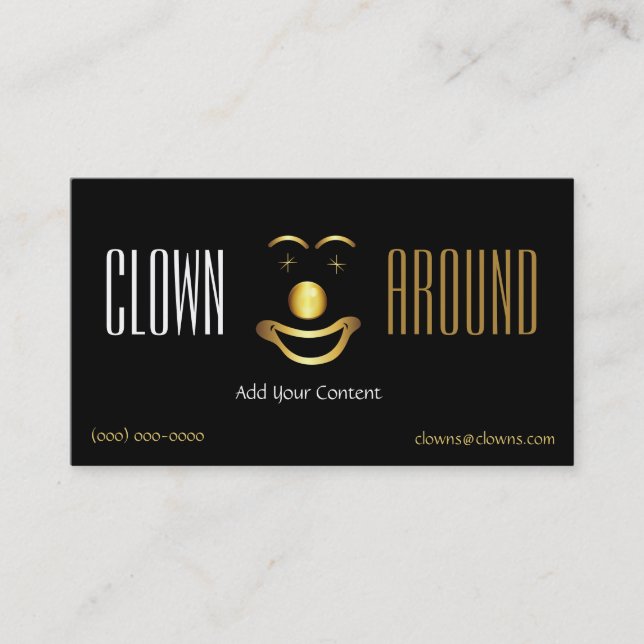 Gold Classy Clown Logo Business Card (Front)