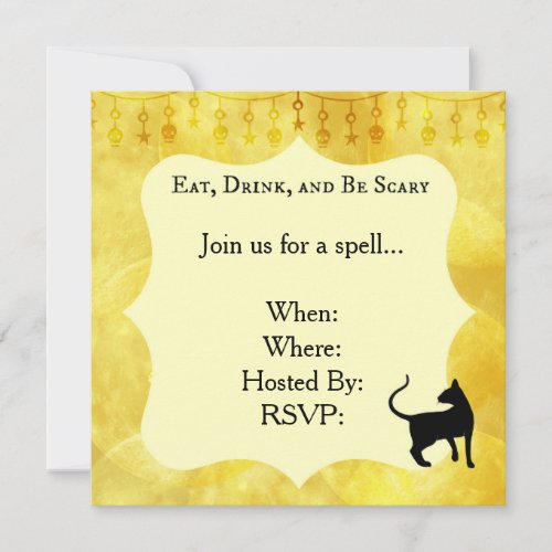 Gold Classy Halloween Cocktail Party Invitations