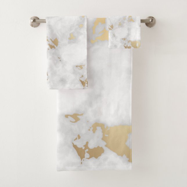Gold Classy Marble stone Royal Bath Towel Set (Insitu)