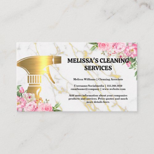 Gold Cleaning Spray  Flowers Business Card