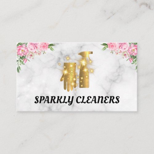 Gold Cleaning Tools  Sparkly  Flowers Business Card