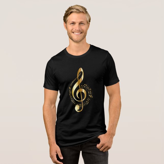 Gold Clef And Notes Tri-Blend Shirt (Front Full)