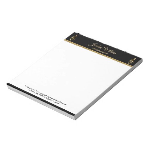 Gold Clef And Stripe Notepad