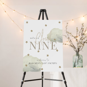 Gold Cloud 9 Stars Watercolor Baby Shower Welcome Foam Board