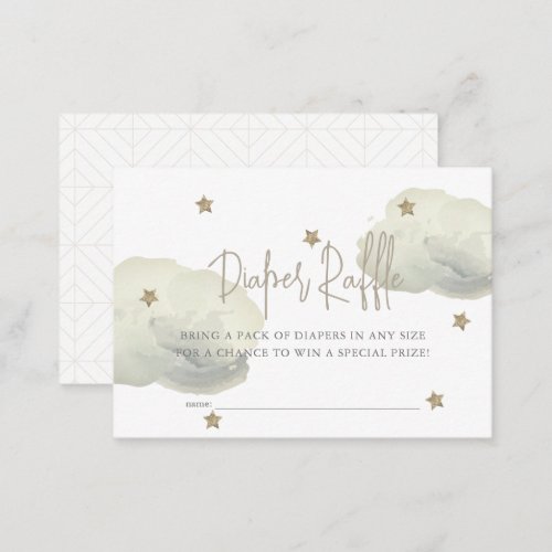 Gold Cloud  Star Baby Shower Diaper Raffle Ticket Enclosure Card
