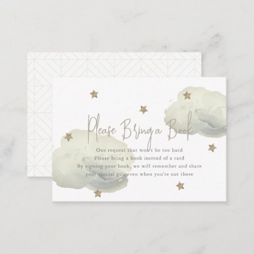 Gold Cloud  Star Baby Shower Please Bring a Book Enclosure Card