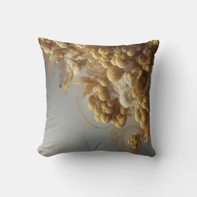 Gold Clouds Throw Pillow (Front)