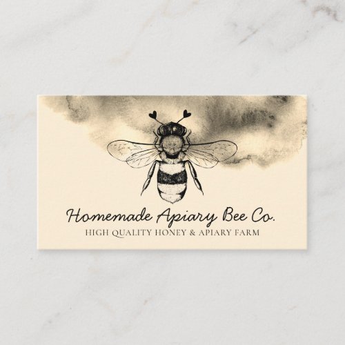 Gold Cloudy Heart Apiary Honey Bee Business Card