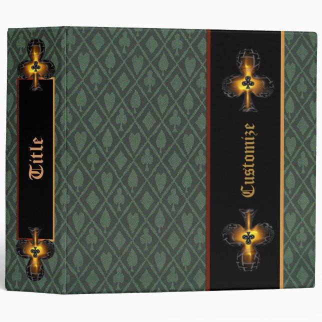 Gold Clover Card Suits Binder (Front/Spine)