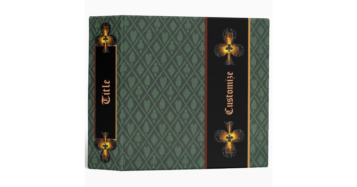 Gold Clover Card Suits Pattern Binder | Zazzle