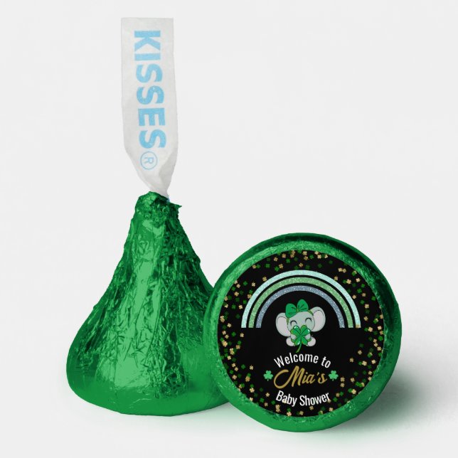 Gold Clover Elephant St Patrick Baby Shower Hershey®'s Kisses® (Front)