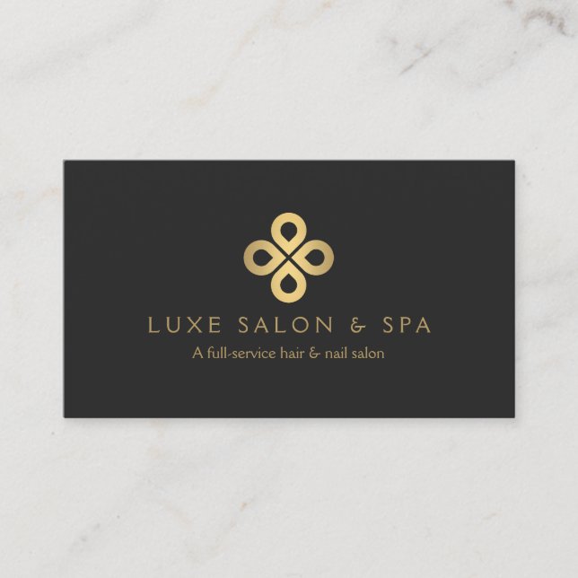 Gold Clover Logo for Salons and Makeup Artists Business Card (Front)