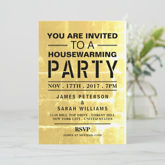 Gold Club Poster Housewarming Party Invitation (Standing Front)