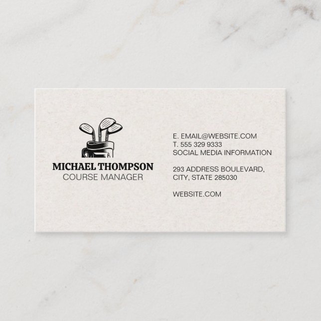 Gold Clubs in Bag Business Card (Front)